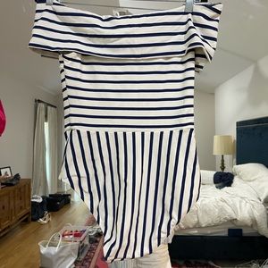Solid and striped anthropologie one piece swimsuit